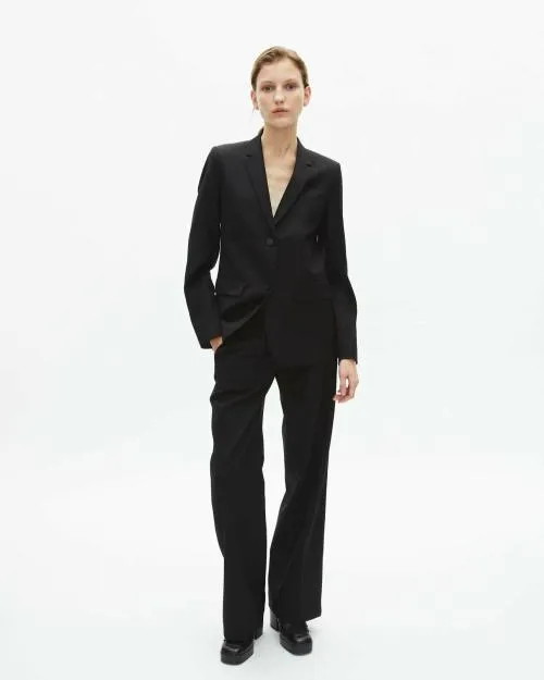 Women Tailoring The Kooples Black Wool Suit Jacket Cinched Cut Black