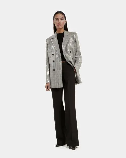 Women Tailoring The Kooples Gray Prince Of Wales Sequin Jacket Grey