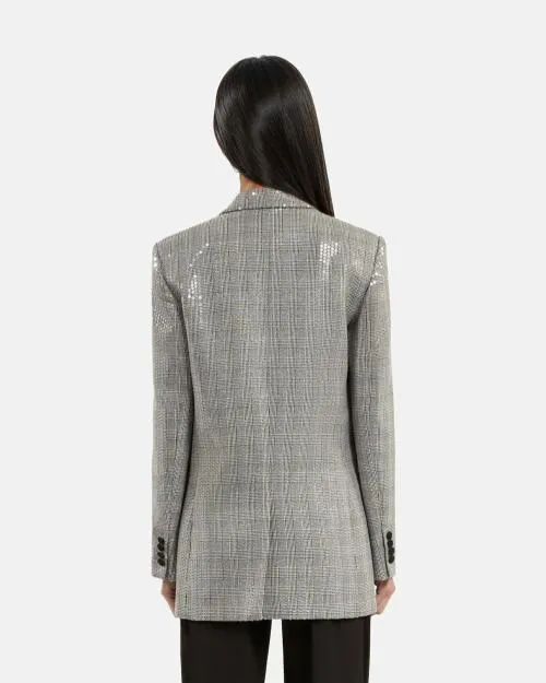 Women Tailoring The Kooples Gray Prince Of Wales Sequin Jacket Grey