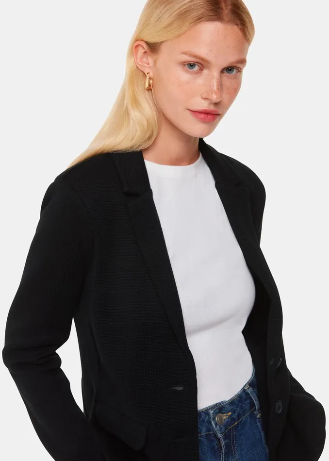 Women Tailoring Whistles Black Slim Jersey Jacket