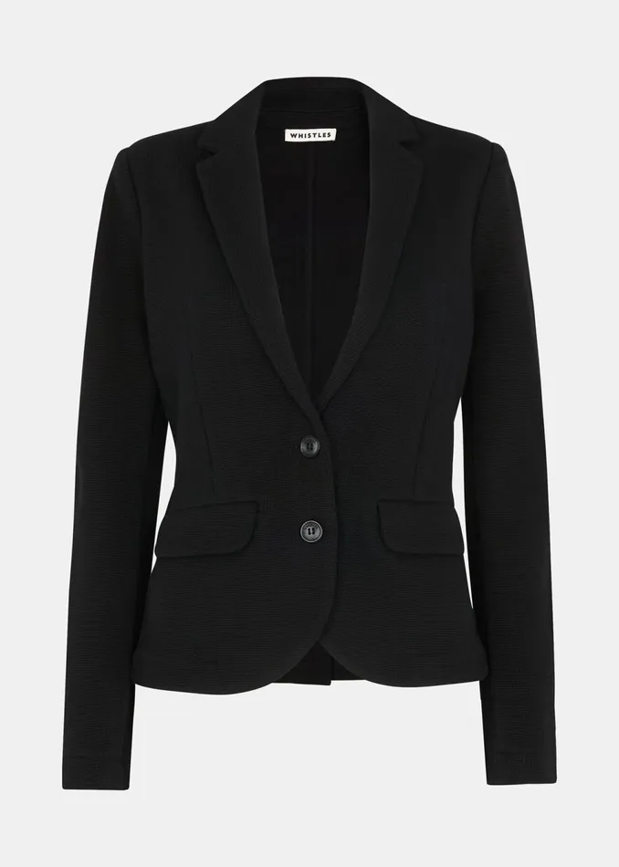 Women Tailoring Whistles Black Slim Jersey Jacket