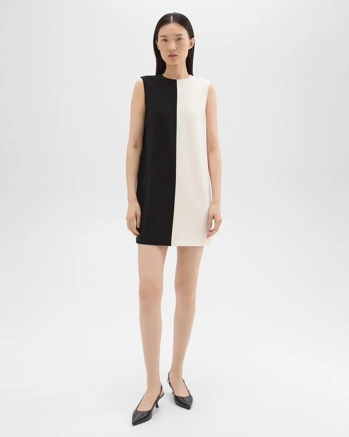 Women Theory Dresses Split Sleeveless Shift Dress In Crepe Blackrice
