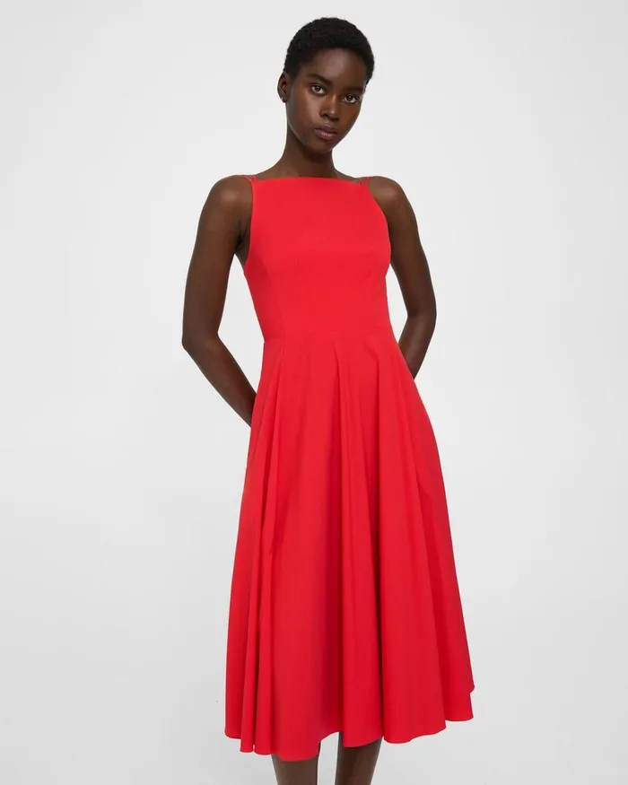 Women Theory Dresses Square Neck Dress In Good Cotton Grenadine