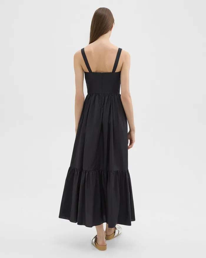 Women Theory Dresses Tiered Sleeveless Dress In CottonBlend Black