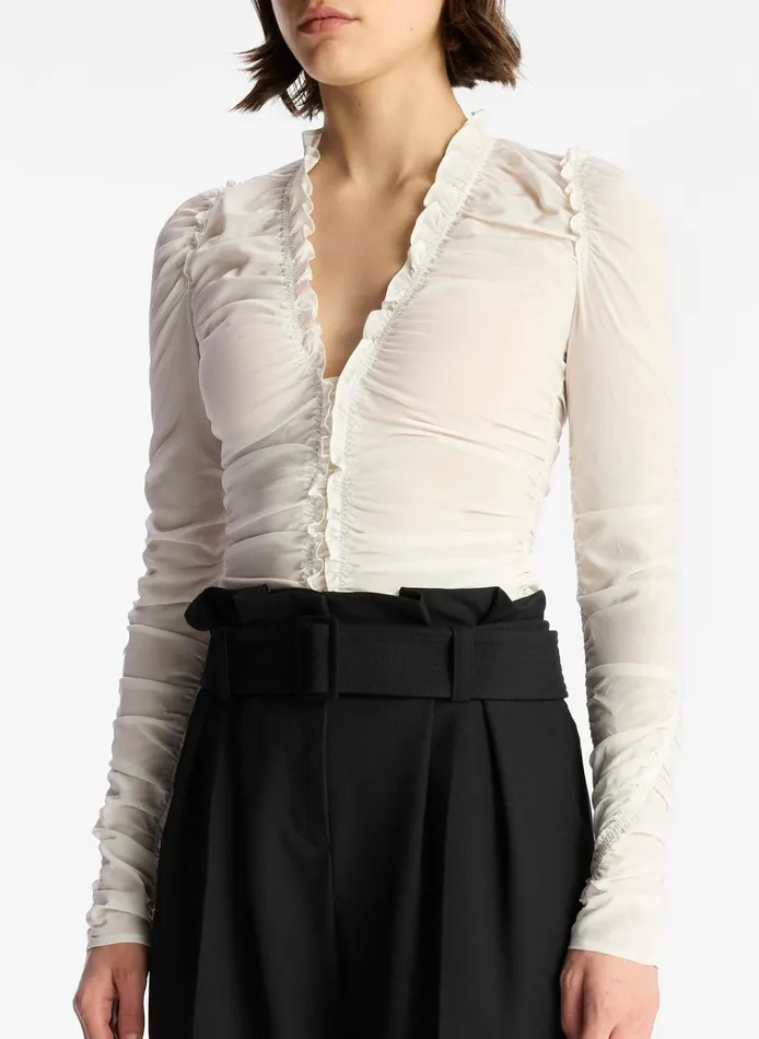 Women Tops ALC Beckett Silk Top Whisper White