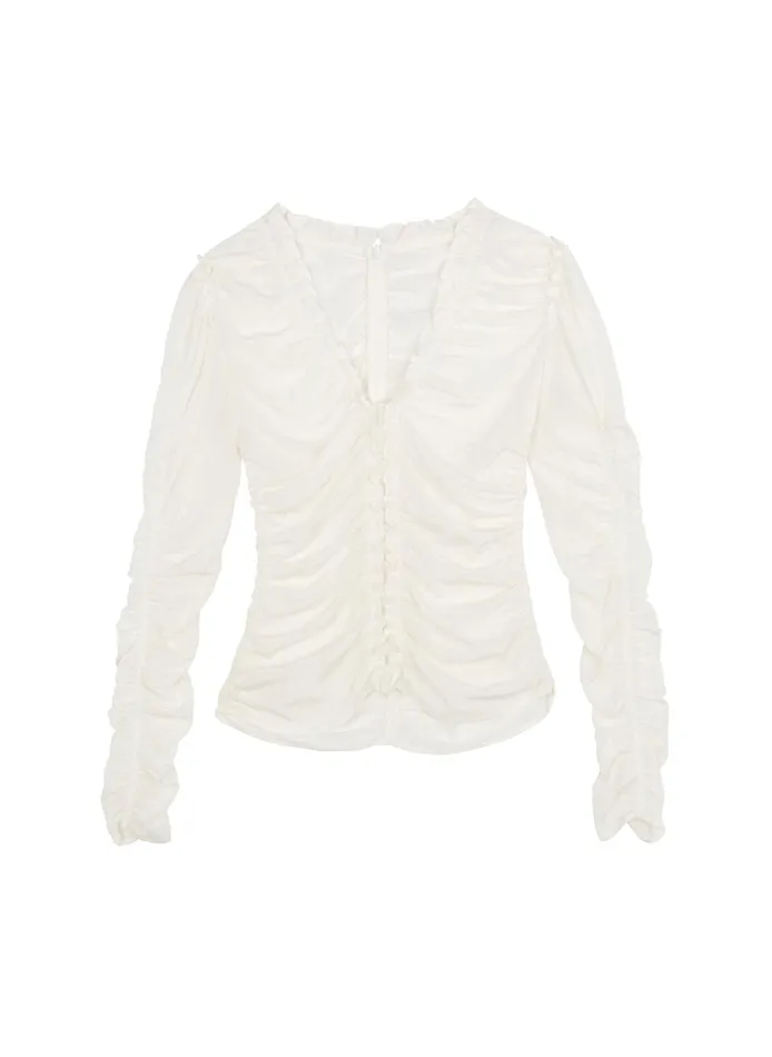 Women Tops ALC Beckett Silk Top Whisper White
