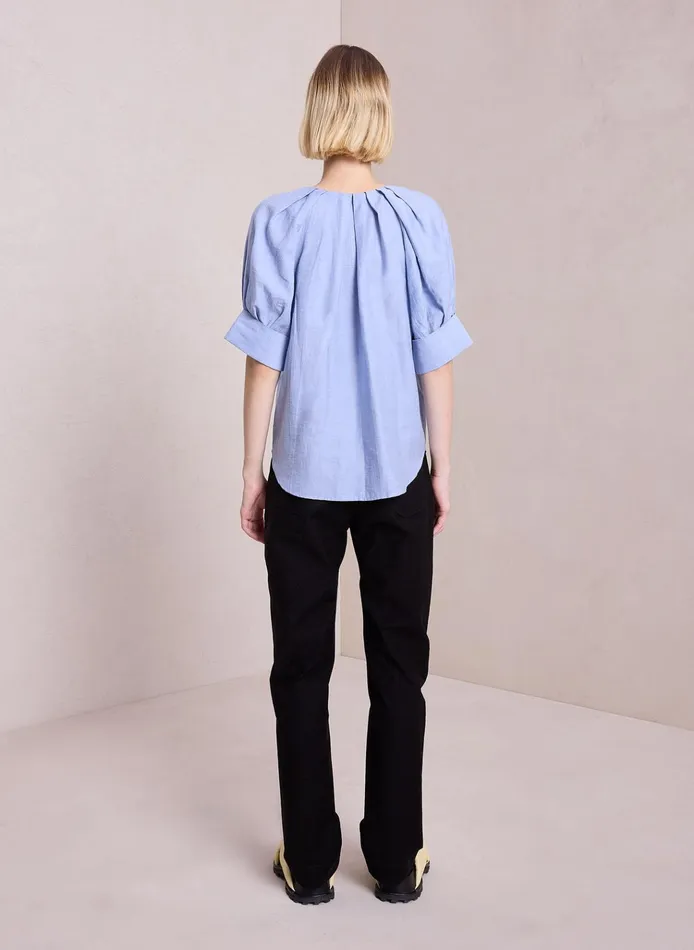 Women Tops ALC Carey Cotton Linen Top Powder Blue