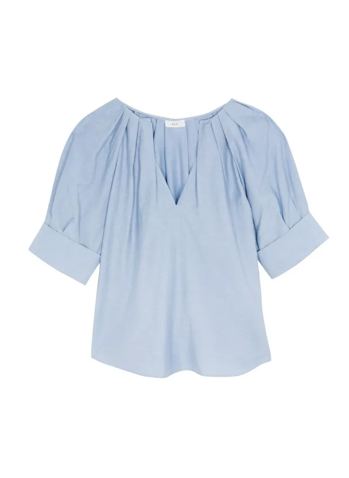 Women Tops ALC Carey Cotton Linen Top Powder Blue