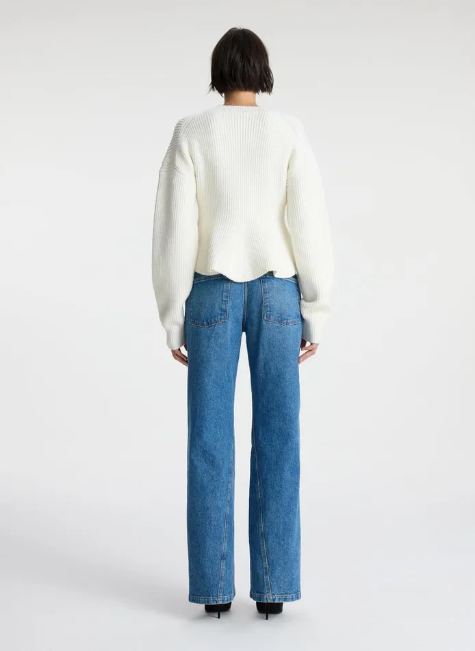 Women Tops ALC Eliza Peplum Wool Sweater Buttercream
