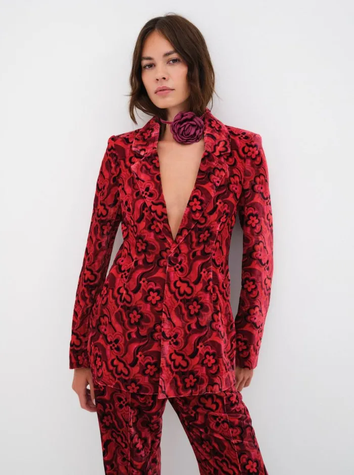 Women Tops For Love and Lemons Penny Blazer Red