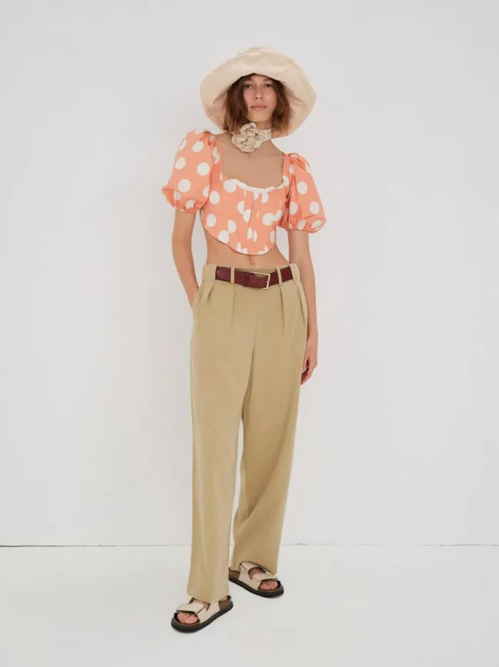 Women Tops For Love and Lemons Yasmin Puff Sleeve Corset Top Orange Women Tops For Love and Lemons Yasmin Puff Sleeve Corset Top Orange
