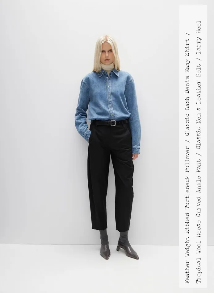 Women Tops Tibi Classic Wash Denim Easy Shirt Classic Blue