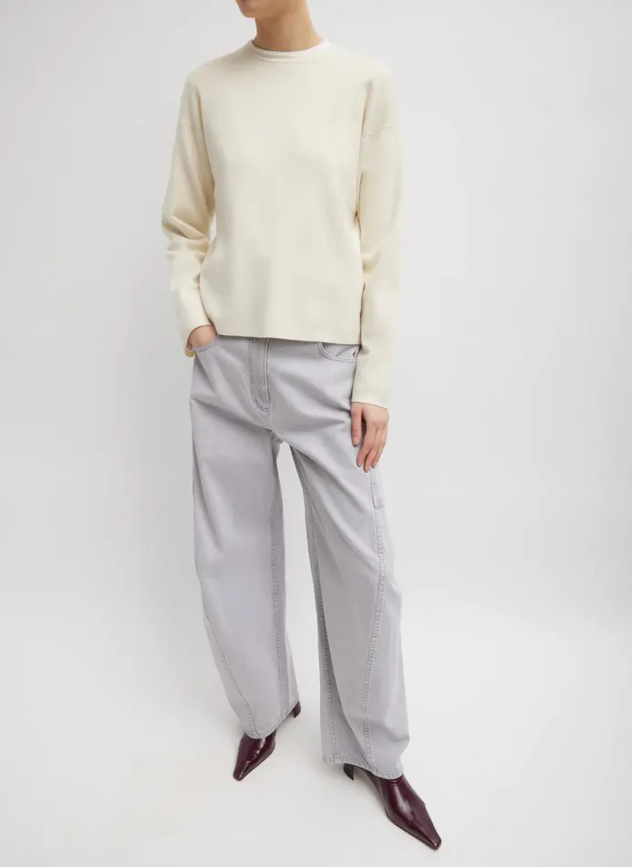 Women Tops Tibi Double Faced Cashmere Oversized Easy Sweater Cream