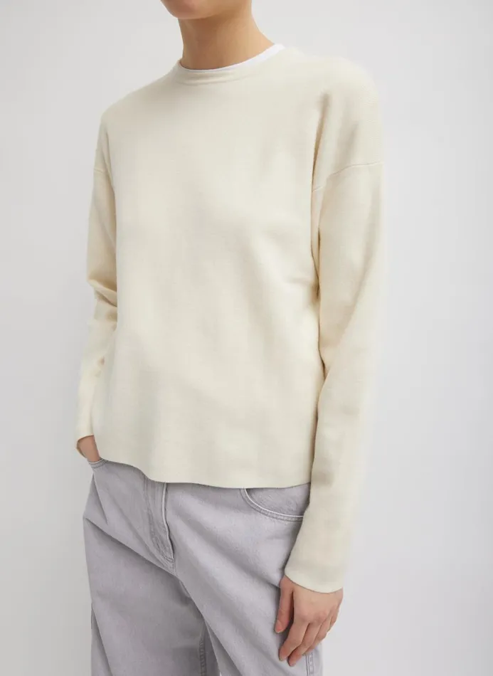 Women Tops Tibi Double Faced Cashmere Oversized Easy Sweater Cream