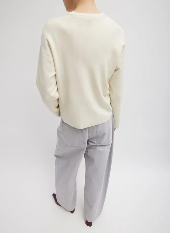 Women Tops Tibi Double Faced Cashmere Oversized Easy Sweater Cream