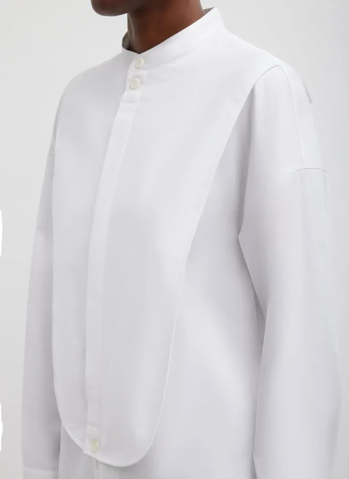 Women Tops Tibi Eco Poplin Tuxedo Shirt With Bib Flap White