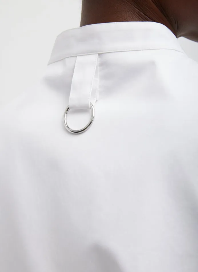 Women Tops Tibi Eco Poplin Tuxedo Shirt With Bib Flap White