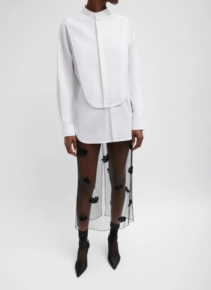 Women Tops Tibi Eco Poplin Tuxedo Shirt With Bib Flap White