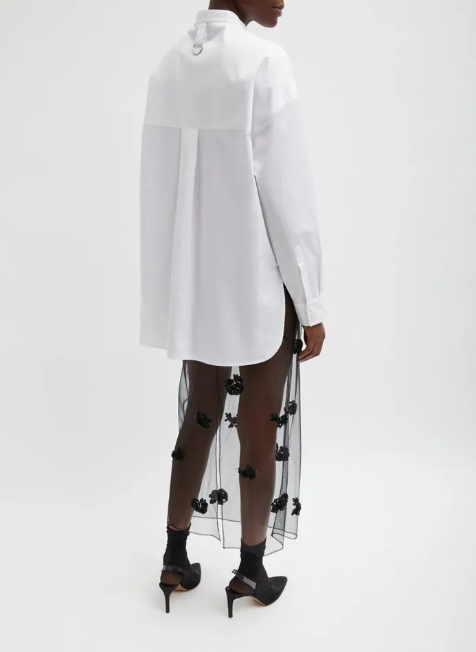 Women Tops Tibi Eco Poplin Tuxedo Shirt With Bib Flap White