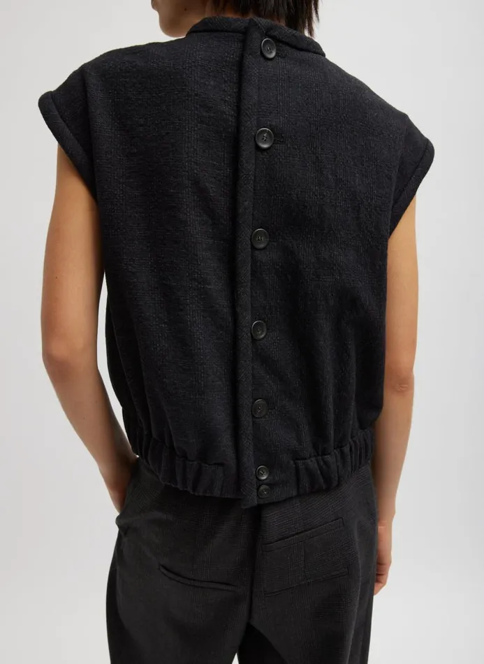 Women Tops Tibi Kian Glenplaid Blousant Vest Grey Multi