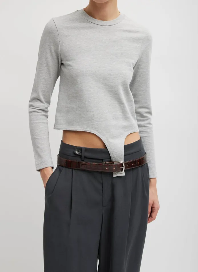 Women Tops Tibi Perfect TShirt Shrunken Crewneck With Straps Heather Grey