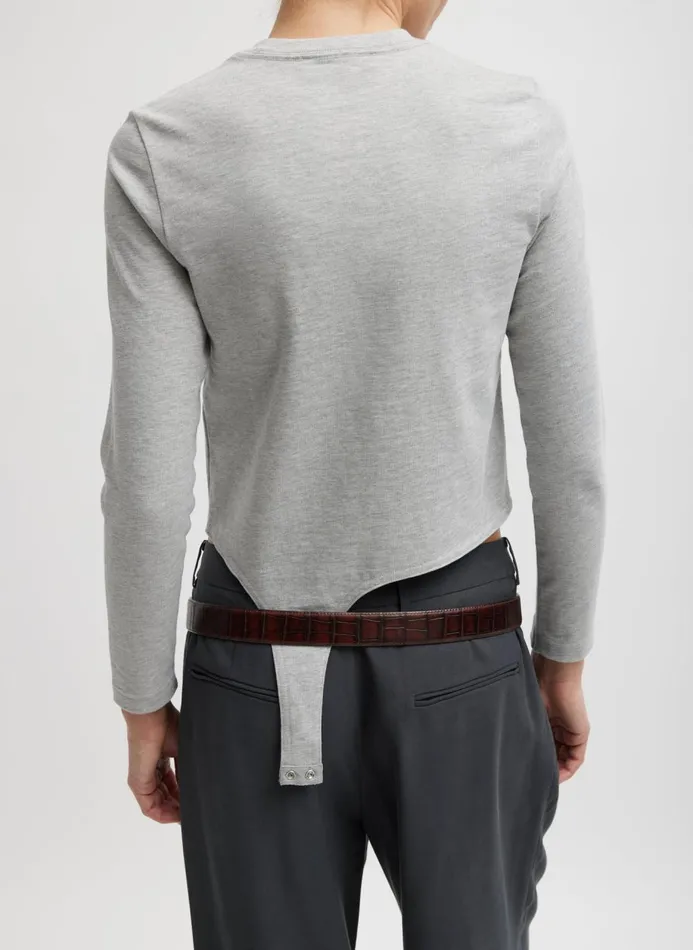 Women Tops Tibi Perfect TShirt Shrunken Crewneck With Straps Heather Grey