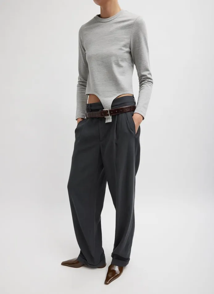 Women Tops Tibi Perfect TShirt Shrunken Crewneck With Straps Heather Grey
