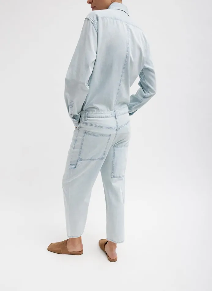 Women Tops Tibi Summer Denim Charlie Slim Men039s Shirt Bleached Denim