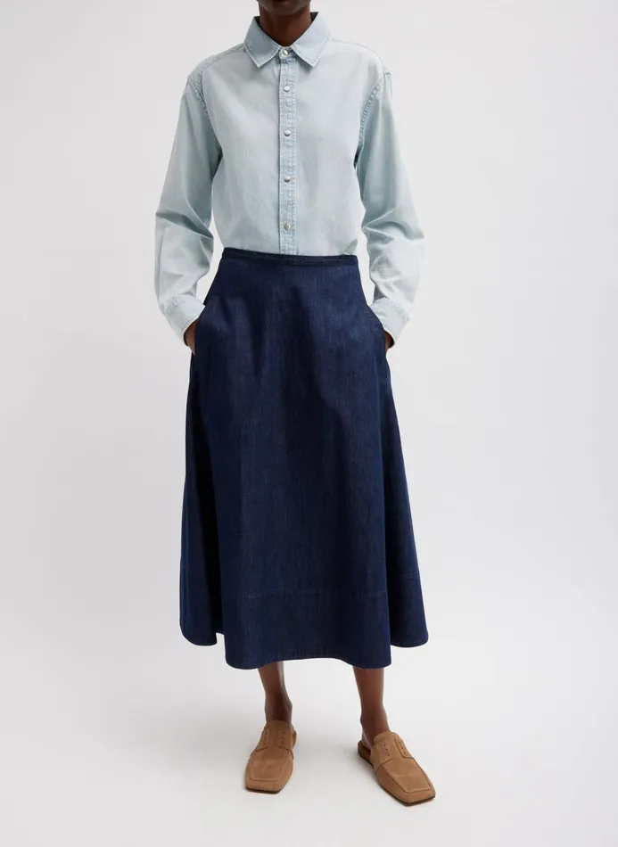 Women Tops Tibi Summer Denim Charlie Slim Men039s Shirt Bleached Denim