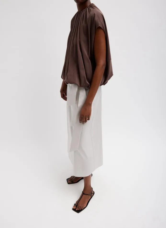 Women Tops Tibi TShirting Shirred Neck Circular Top Cacao