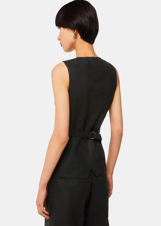 Women Tops Whistles Black Lindsey Linen Blend Waistcoat