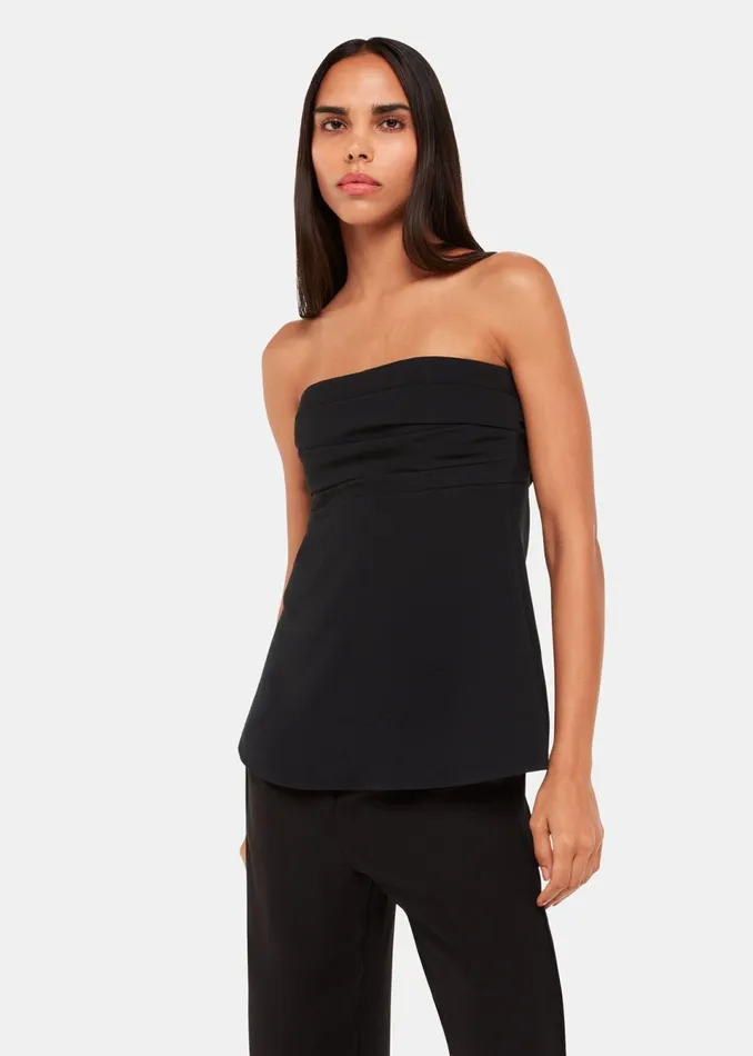 Women Tops Whistles Black Lula Crepe Bandeau Top