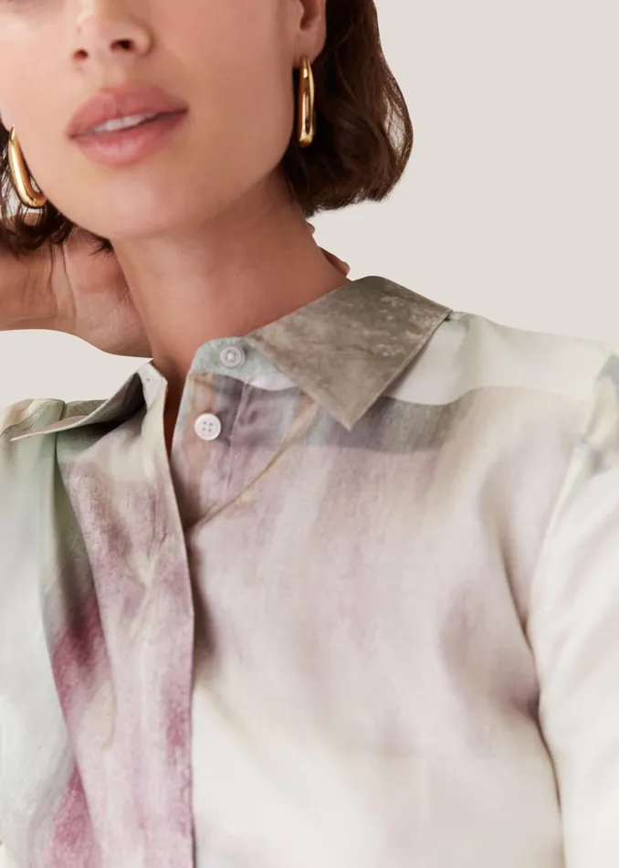 Women Tops Whistles Ivory Wild Horse Print Silk Shirt