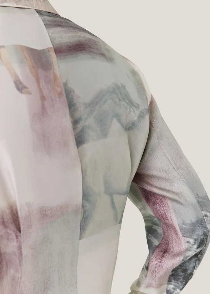 Women Tops Whistles Ivory Wild Horse Print Silk Shirt