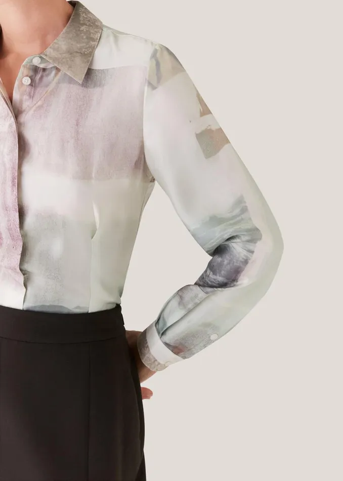 Women Tops Whistles Ivory Wild Horse Print Silk Shirt