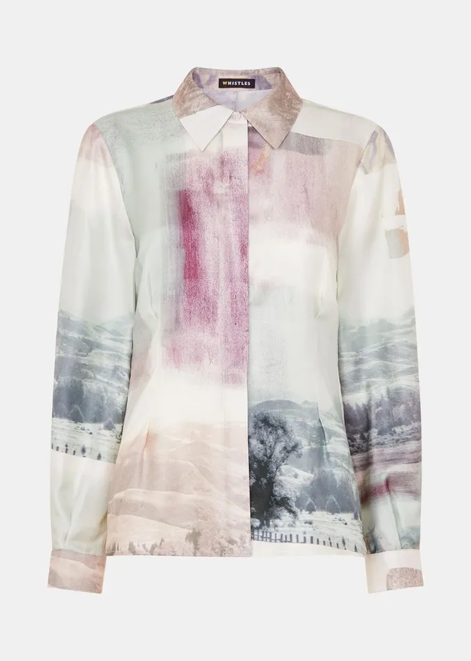Women Tops Whistles Ivory Wild Horse Print Silk Shirt
