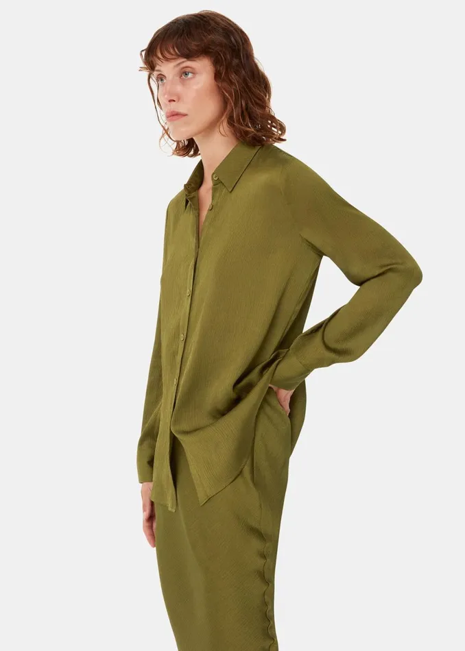 Women Tops Whistles Khaki Molly Satin Shirt
