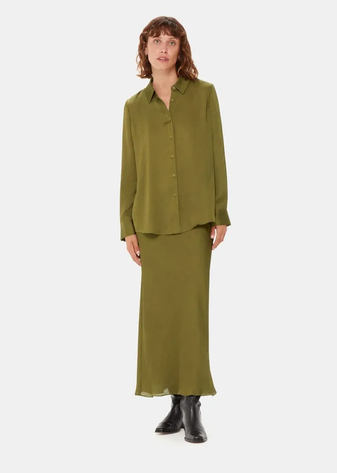 Women Tops Whistles Khaki Molly Satin Shirt