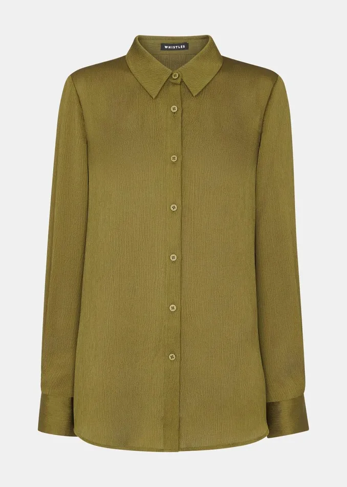 Women Tops Whistles Khaki Molly Satin Shirt