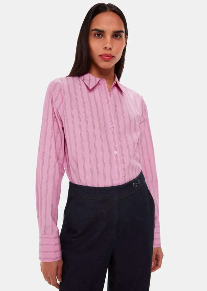 Women Tops Whistles Pink Stripe Boxy Fit Shirt