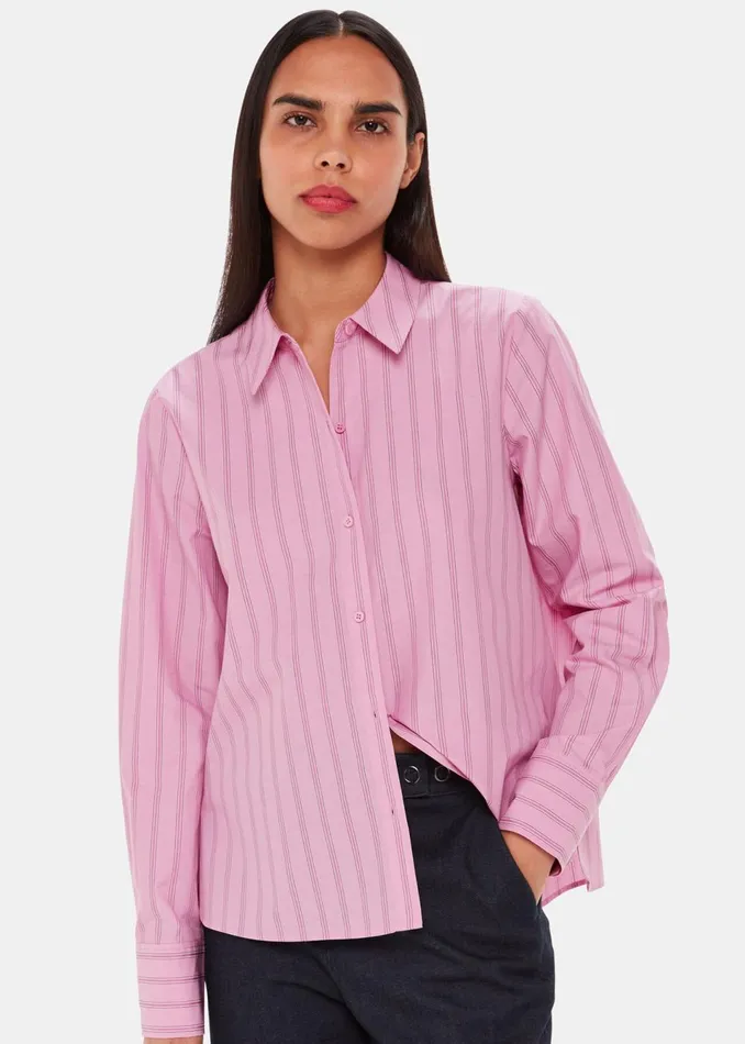 Women Tops Whistles Pink Stripe Boxy Fit Shirt