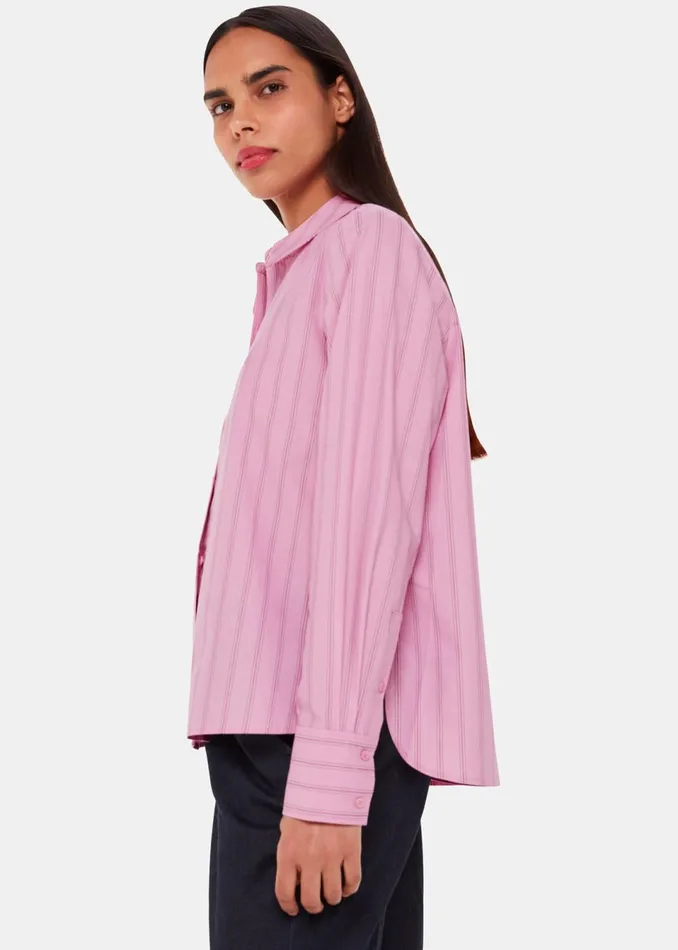Women Tops Whistles Pink Stripe Boxy Fit Shirt