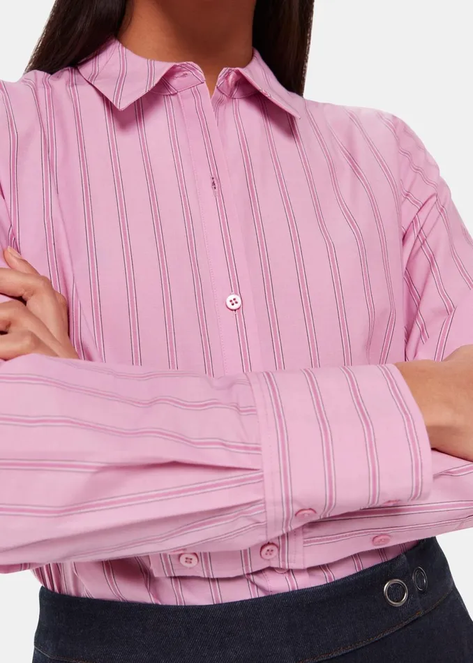 Women Tops Whistles Pink Stripe Boxy Fit Shirt