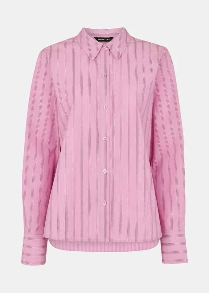 Women Tops Whistles Pink Stripe Boxy Fit Shirt