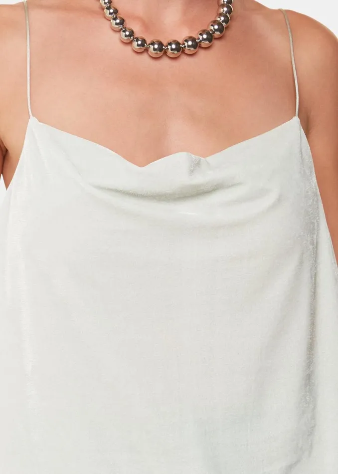 Women Tops Whistles Silver Velvet Cowl Neck Cami Top