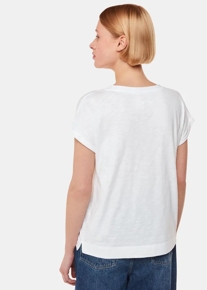 Women Tops Whistles White Willa VNeck Cap Sleeve Tee