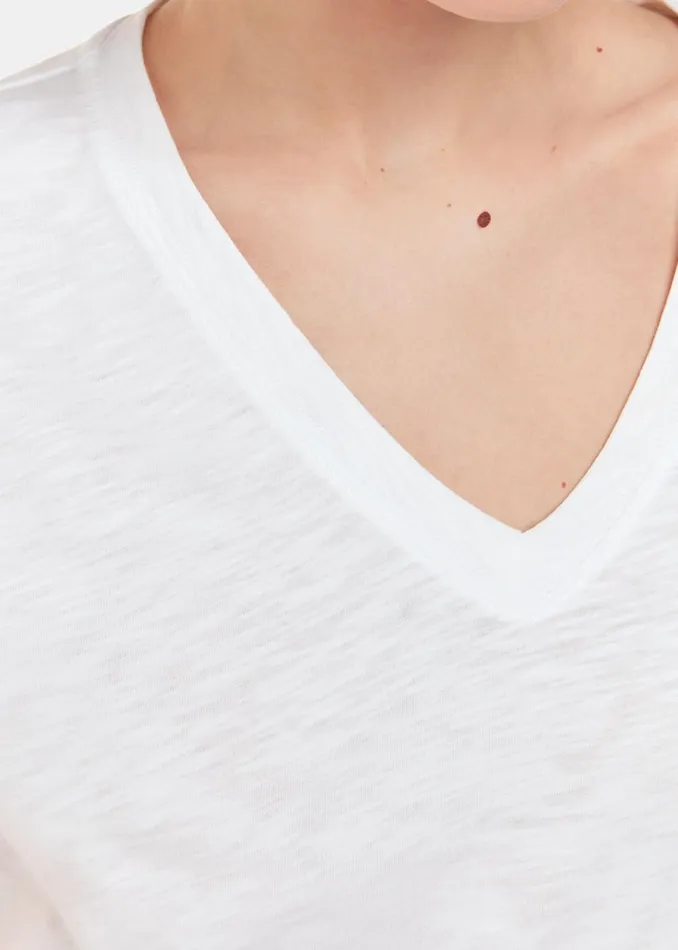 Women Tops Whistles White Willa VNeck Cap Sleeve Tee