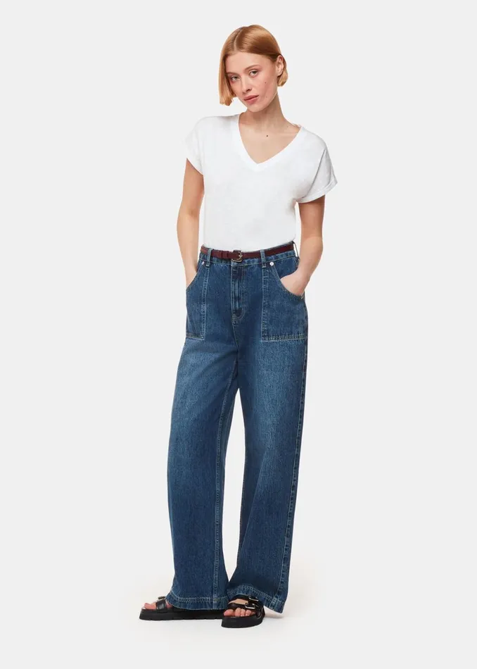 Women Tops Whistles White Willa VNeck Cap Sleeve Tee