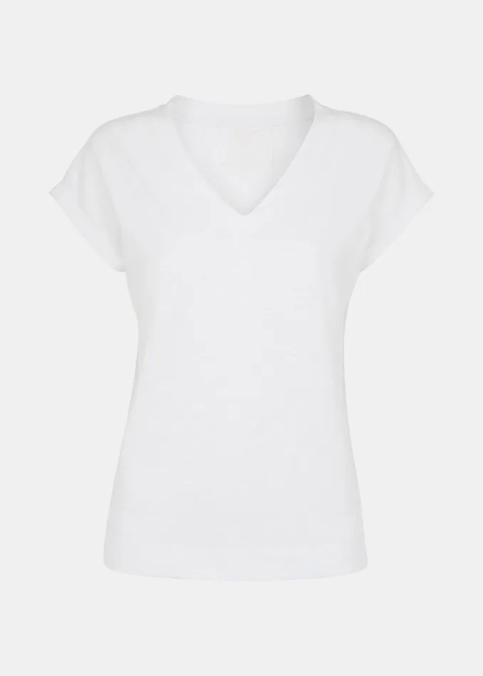Women Tops Whistles White Willa VNeck Cap Sleeve Tee