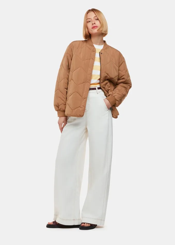Women Tops Whistles Yellow Stripe Crew Neck Pocket Top